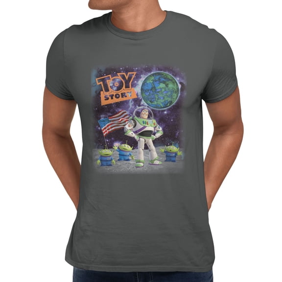 Disney Pixar Toy Story Buzz Lightyear Alien 4th Of July Men's T Shirt (Charcoal, S-XXXL)