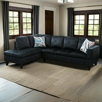 Hommoo Modern L-Shaped Sofa, Microfiber 2-Piece Set for Living Room Sofa, Suitable for Office Apartments, Home Sofa, Midnight Blue (No Ottoman)