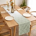 thumbnail image 3 of Green Morocco Table Runner - 48 Inch Long, Kitchen Dining Table Runner Dresser Scarves, Abstract Geometric Modern Plaid Farmhouse Decor for Coffee Tables Wedding Party Banquet, 3 of 8