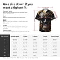 thumbnail image 5 of Vsdgher Gold Pattern Black Skull Print Men's Hawaiian Shirts Button Down Tropical Holiday Beach Shirts Vacation Clothes,Large, 5 of 7