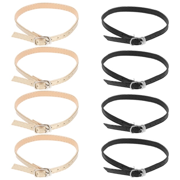 4 pares de correas ajustables para zapatos de tacón alto, antideslizantes, de piel sintética, elásticas, de repuesto, para zapatos sueltos, color negro y dorado.