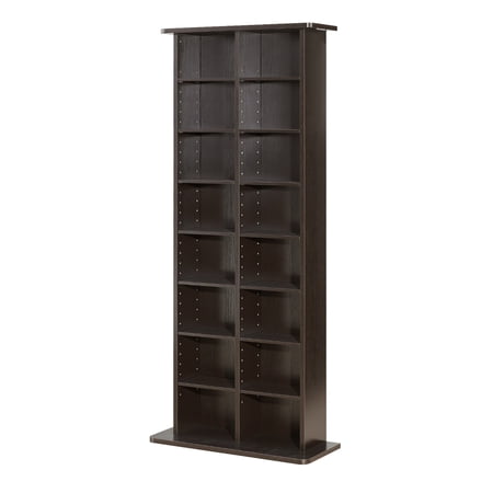 KFFKFF 8-Tier Media Storage Cabinet, 22.01 x 8.74 x 50.98 in Organizer for DVDs, CDs, Books, and Games, Multimedia Shelf for Living Room, Office, or Recording Space
