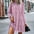 thumbnail image 2 of Sngxgn Womens Summer Dresses Square Neck Lantern Sleeve Tie Backless Ruffle A-Line Casual Dress(Pink,XL), 2 of 3