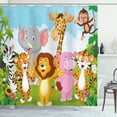 thumbnail image 1 of Ambesonne Cartoon Shower Curtain, Comic Savannah, 69"Wx84"L, Multicolor, 1 of 3