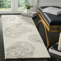 SAFAVIEH Bella Laurel Floral Paisley Wool Runner Rug, Ivory/Beige, 2'3" x 7'