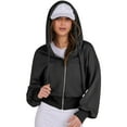 thumbnail image 3 of Female Zip Up Hoodies Cropped Sweatshirts Casual Comfy Cute Zip Jackets Fashion Trendy Fall Outfits Black XXL, 3 of 9