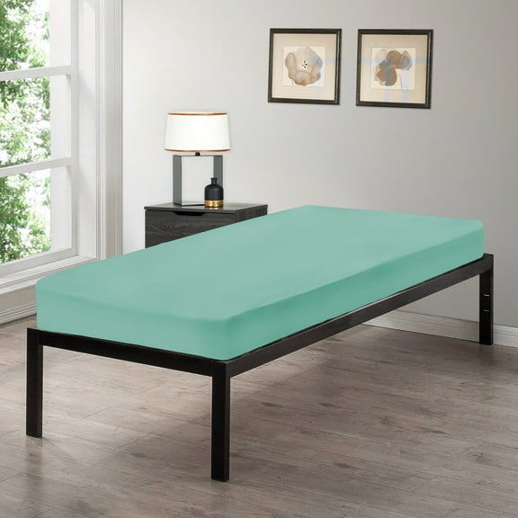 Gilbins Cot Size 30" x 75" Fitted Sheet, Made of Cotton, Perfect for Camp Bunk Beds / RVs / Guest Beds (Seafoam)