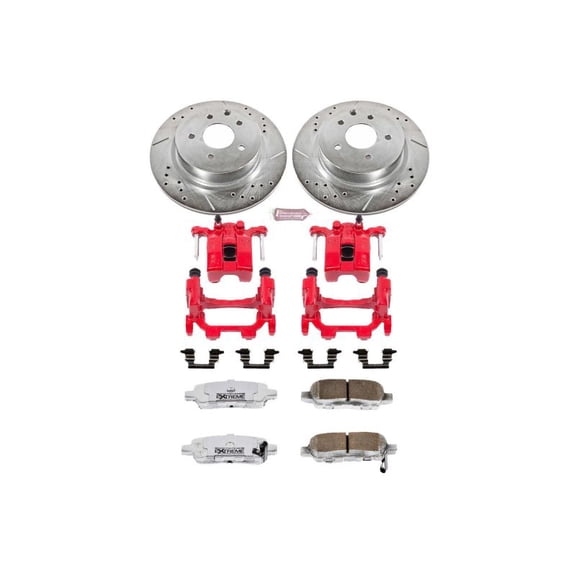PowerStop Rear Z26 Street Warrior Brake Pad and Rotor Kit with Red Powder Coated Calipers Fits: INFINITI Select Models KC179A-26