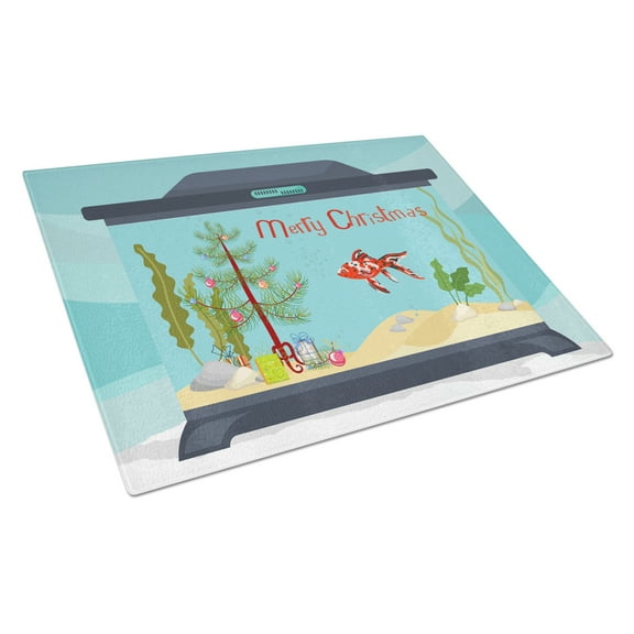 Carolines Treasures CK4517LCB Shubunkin Goldfish Merry Christmas Glass Cutting Board Large, 12H x 16W, multicolor