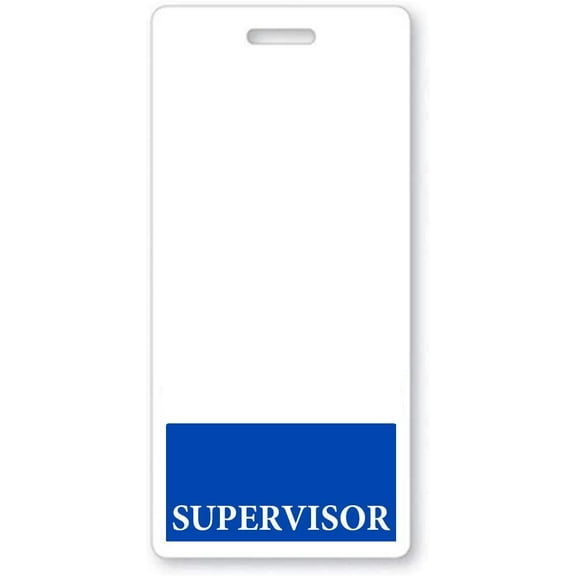 Supervisor Badge Buddy - Heavy Duty Vertical Badge Buddies for Supervisors - Spill & Tear Proof Cards - 2 Sided USA Printed ID Tag Backer by Specialist ID (Blue)