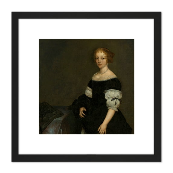 Ter Borch Aletta Pancras Wife Of Francois De Vicq 8X8 Inch Square Wooden Framed Wall Art Print Picture with Mount