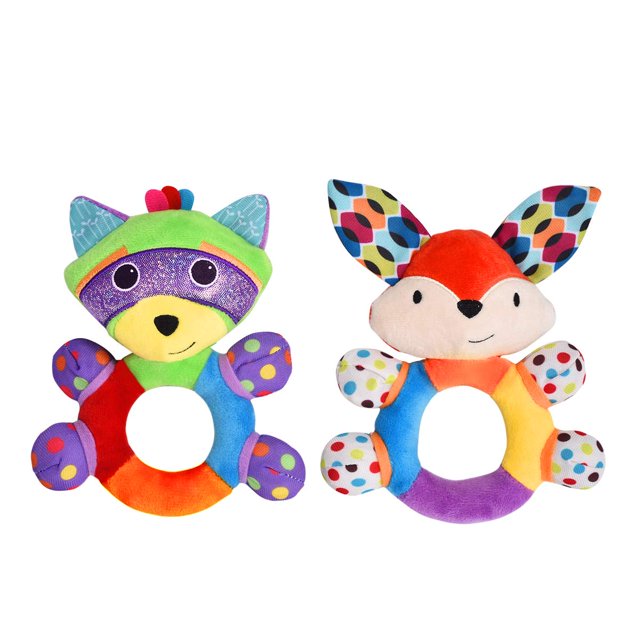 Baby Teething Rattle Toy, Infant Girl Boy Learning Toy, Newborn Soft Handbell Grab Shaker Crinkle Squeaky Sensory Toy, Travel Accessories For 0 3 6 9 12 Months