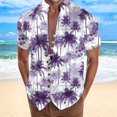 thumbnail image 3 of Camisas De Vestir Para Hombre Manga Corta Camisa de vacaciones en la playa Camisa de cuello con botones en los puños para hombre (Purple, 3XL), 3 of 4
