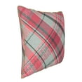 thumbnail image 2 of YFYANG Square Velvet Decorative Throw Pillow, 16"x16" Pink Vintage Plaid Pattern Sofa Bed Cushion Pillows, 2 of 7