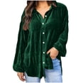 thumbnail image 2 of New Trendy!Homenesgenics Velvet Tops for Women Women's Ladies V-Neck Loose Tops Casual T-Shirts Long Sleeve Blouse/Green XXXL, 2 of 7