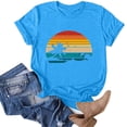 thumbnail image 5 of WREESH Womens Fashion T-Shirts Spring Summer Adult Short Sleeve Round Neck Printing Casual Blouse T-Shirt Tops Shirt Pullover Blue, 5 of 5