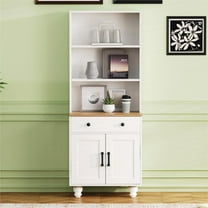 Dovelina Farmhouse Storage Cabinet, Modern Kitchen Pantry Cabinet with Adjustable Shelves, White