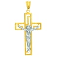 thumbnail image 3 of JewelStop 14K Yellow White Gold Crucifix Cross Charm Pendant, 1.3gr., 3 of 7