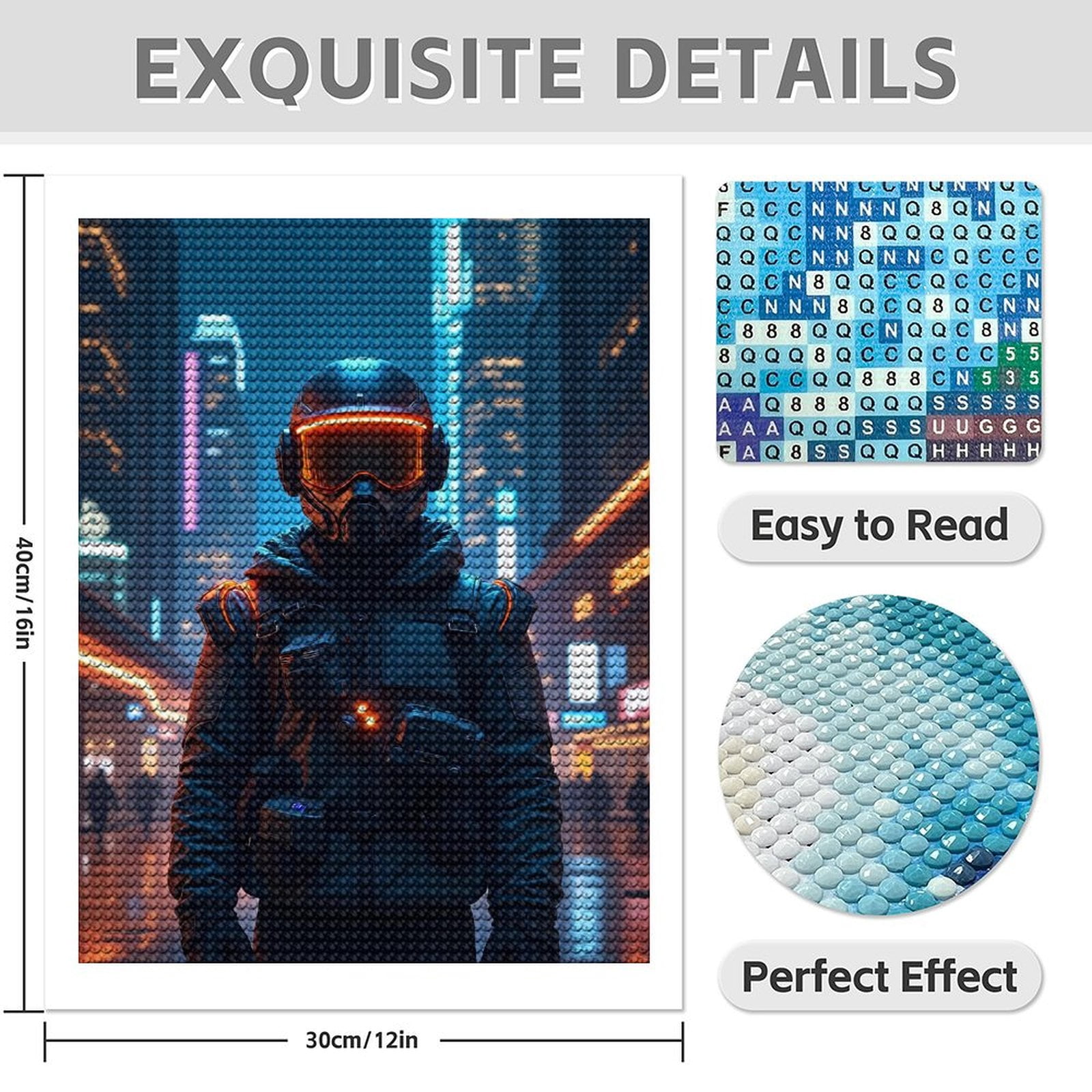 Diamond Art Kits for Adults - Modern Cyberpunk Soldier Print No.6 5D Frameless Dimond Painting Kit for Adults Beginner, Round Diamond Kits for Home Wall Decor, Gift for Women