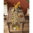 thumbnail image 2 of Bee Gnome Sunflower Watercolor Table Runner 13x72in Non-Slip Cotton Linen Table Runners, Farm Vintage Wood Board Dresser Scarves TableRunner for Dinner Kitchen Dining Wedding Party, 2 of 9