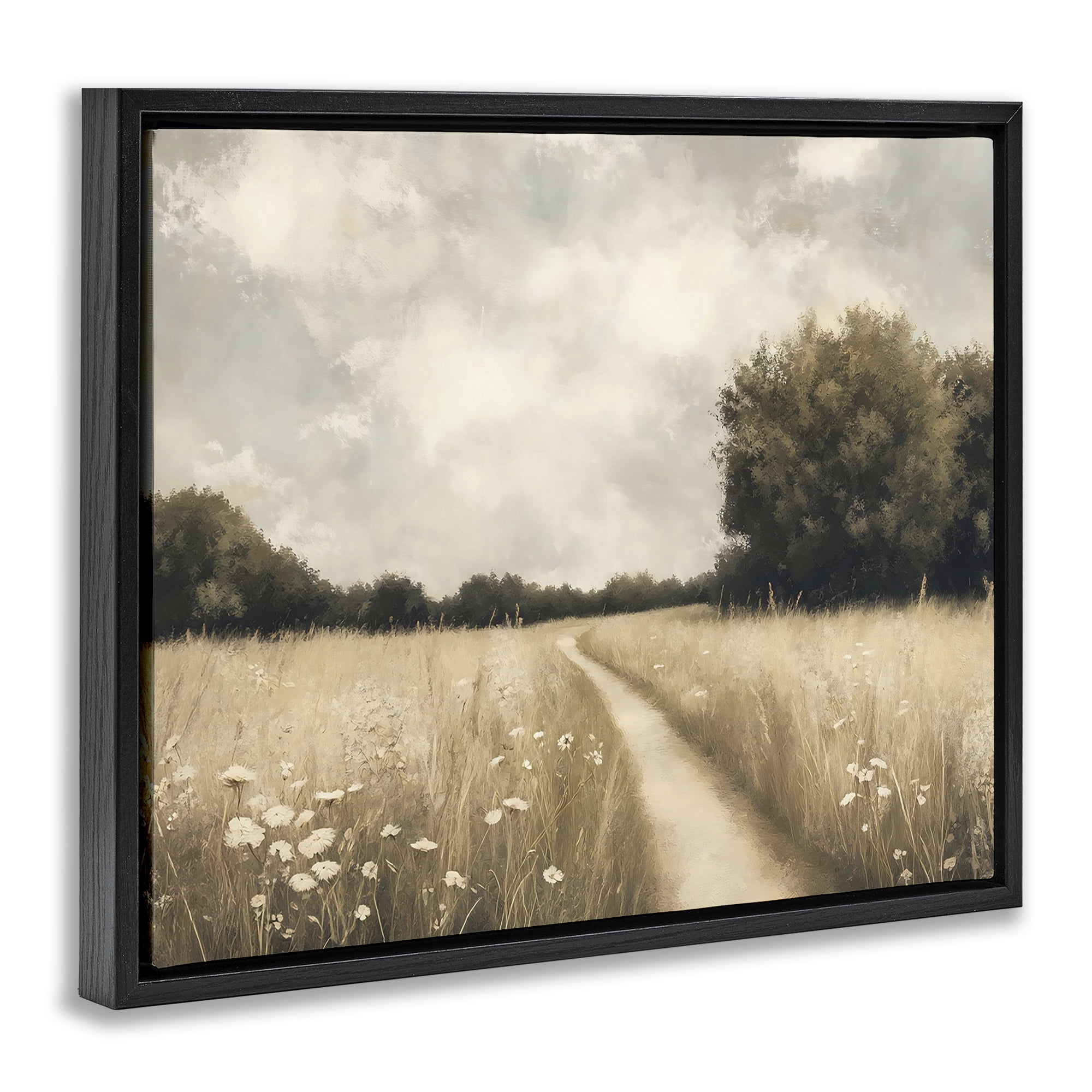 Stupell Industries Journey Through Wildflowers in Meadow Black Framed Floater Canvas Wall Art, design by Creative Studio