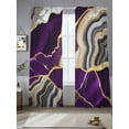 thumbnail image 2 of Purple Marble Sheer Curtains 96 Inch Length 2 Panels Set, Grey Gold Texture Vintage Farmhouse Art Voile Window Treatment Semi Sheer Long Curtains Drapes for Bedroom/Living Room/Kitchen 52"x96"x2, 2 of 7