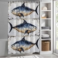thumbnail image 3 of Watercolor Blue Yellow Fish Fabric Shower Curtain Wood Grain Washable Shower Curtains for Bathroom, Waterproof Bath Curtain with Hooks Home Decor 36x72in, 3 of 8