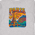 thumbnail image 4 of Inktastic Vibrant Paris Eiffel Tower Art with Colorful Skyline Boys or Girls Long Sleeve Toddler T-Shirt, 4 of 5