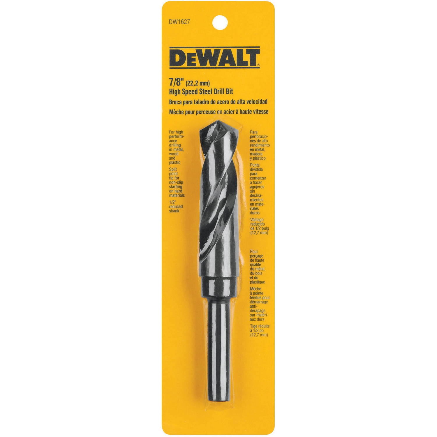 Bit Drl Sil and Deming 7/8In 6In Dewalt Reduced Shank Bits DW1627 Black Oxide