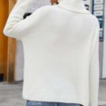 thumbnail image 5 of Cropped Sweaters For Women Turtle-Neck Solid Collor Knitting Sweater Ladies Recreational Pullover Long Sleeve Tops,White,X-Large, 5 of 9