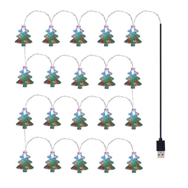 D Christmas Led Light String With Snowman And Santa Claus Design For Tree Decoration Usb Powered 20 Lights 118 Inches 0.40 Lb