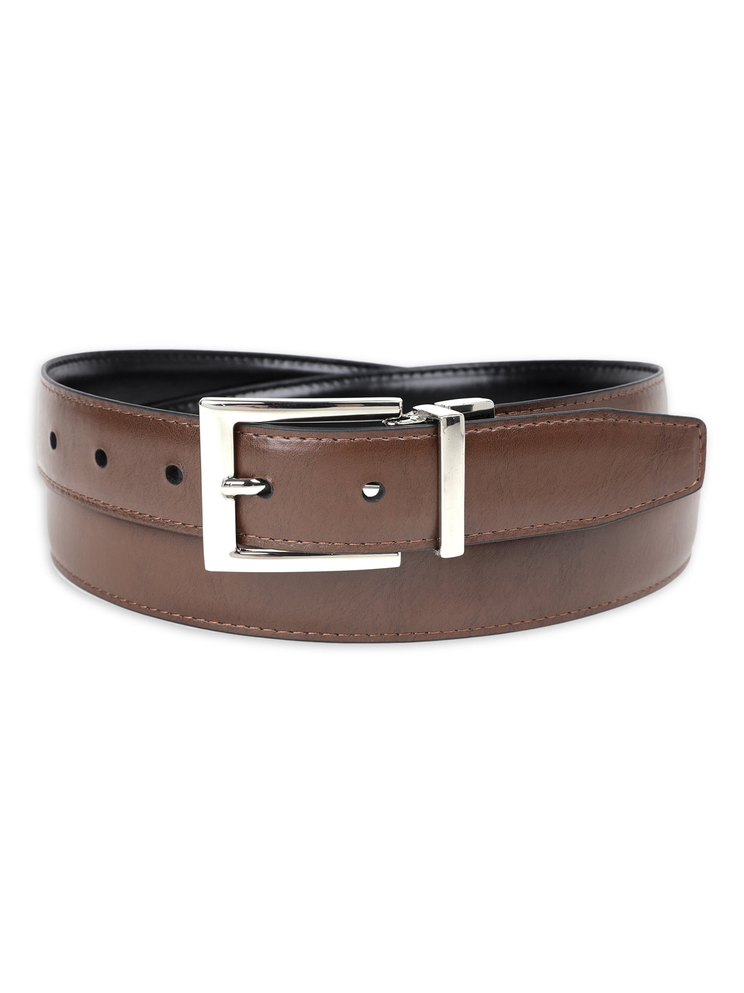Genuine Dickies Men's Two-In-One Reversible Black to Brown Double Stitch  Belt With Big & Tall Sizes 