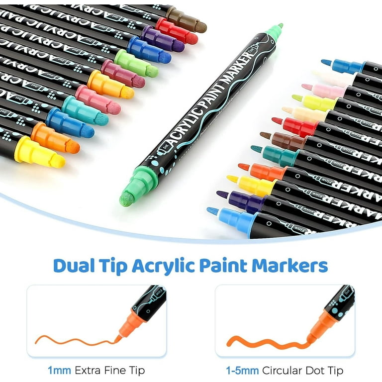 ANUNU Acrylic Paint Markers, 60 Colors Dual Tip photo 4