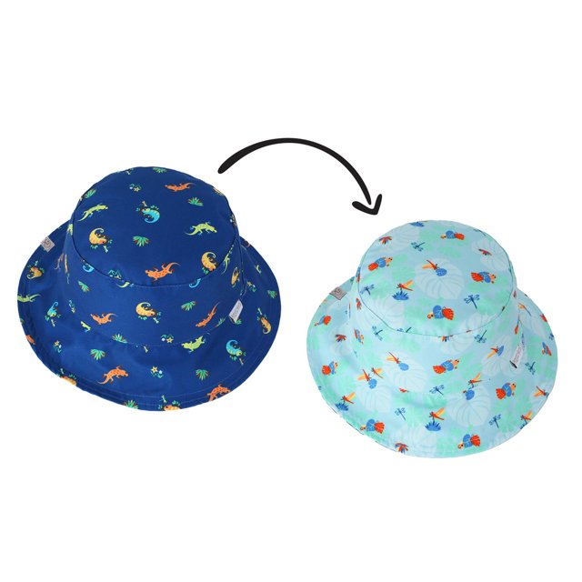 FlapJackKids - Chapeau de Soleil à Motifs - Caméléon Bleu - m (2-4 Ans)