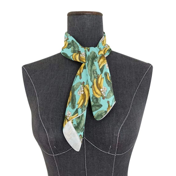 Wobogo Cute Banana Square Scarf 23.62 x 23.62 In Lightweight Polyester Silk-Feel Neck Scarf for Women Fashion Head Scarf Hair Wrap Bandana