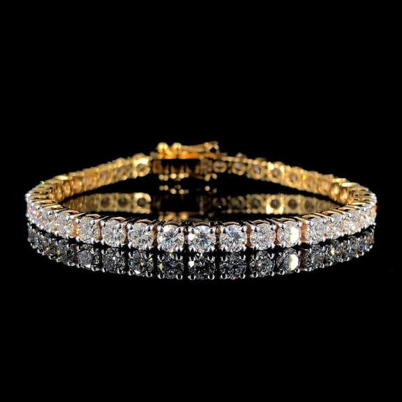 6.50Ct Lab Created Diamond Tennis Bracelet 7"4MM Women's 14K Yellow Gold Plated
