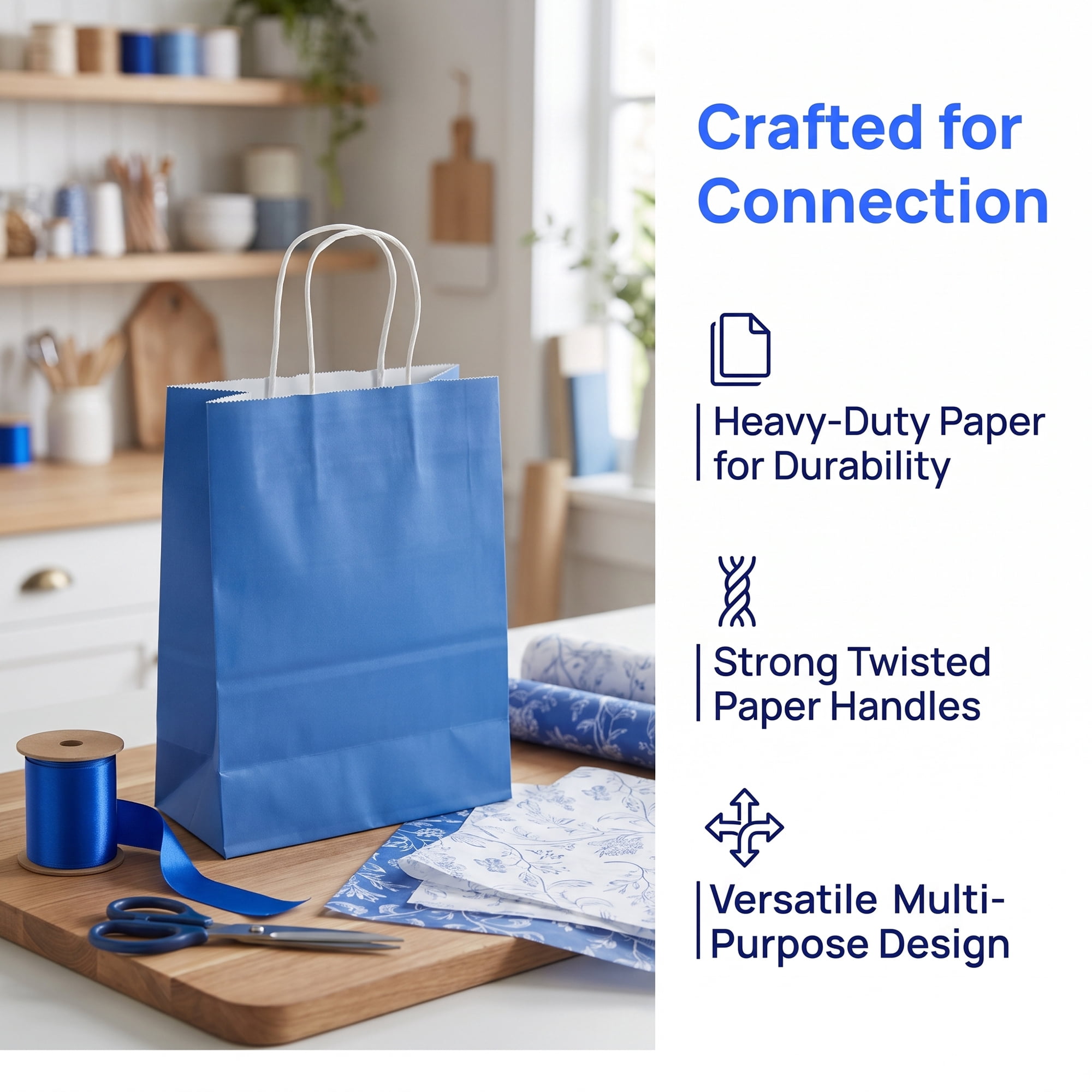 Unique Bargains 10Pcs Heavyweight Gift Bags with Handles Royal Blue 8.3" x 4.3" x 10.6"