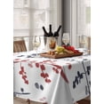 thumbnail image 6 of Grey Red Botanical Table Cloth, Waterproof Tablecloth for Rectangle Tables, Watercolor Spring Floral Summer Leaf Reusable Washable Fabric Table Cover for Restaurant Kitchen Dining Tables 60"x84", 6 of 9
