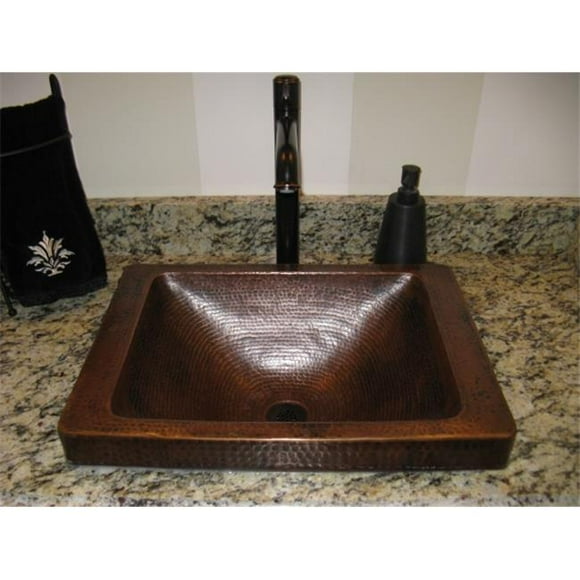 Novatto TCU-013AN SANTA CRUZ Rectangle Surface Mount Copper Sink with Antigua Finish 20-Inch Width Copper Brown