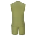 thumbnail image 5 of Men's Sports Set Two Piece Outfits European Style Split Solid Color Muscle Tank Top and Shorts Casual Daily Gym Workout Fitness Training | AESTIVO,Army Green L, 5 of 8