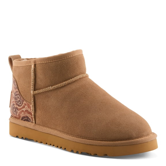 L'Artiste BRANDAI Shearling-Lined Ankle Boot – Embossed Leather & Suede Slip-On with Whipstitch Detail