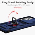 thumbnail image 4 of Heavy Duty Armor Case for Samsung Galaxy S23 Ultra, Rugged PC Soft TPU Military Grade Shockproof Metal Magnetic Car Mount Shockproof Cover with Camera Lens Sliding Ring Holder Bracket Case,Blue, 4 of 8