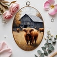 thumbnail image 7 of Canvas Wall Art Highland Cow Fall Country Rustic Windmill Truck Barn Farm Animals Oval Framed Canvas Prints Vintage Wall Hanging Decor for Office Kitchen Bathroom Gifts For Women 8.6"x11.4", 7 of 7