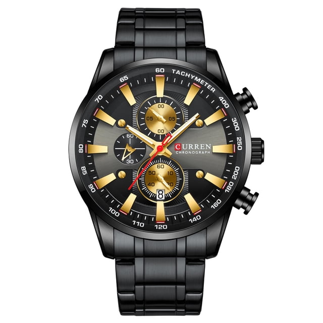 CURREN Montre pour Homme Mouvement à Quartz Bracelet en Acier Inoxydable Heure &
