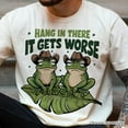 thumbnail image 2 of Hang In There It Gets Worse T-Shirt, White and Natural Funny Frog Tee with Dark Millennial Humor, 2 of 8