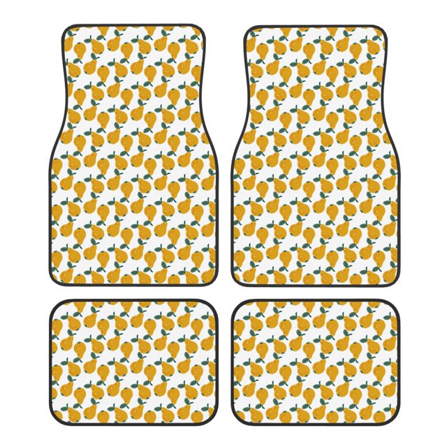 Fotbe Yellow Pears Juego de 4 Tapetes para Auto con Estampado – Alfombrillas de Goma Reforzada, Diseño Antideslizante, Protección para Todo el Año – Vehículos, Autos, Camionetas y SUVs