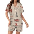 thumbnail image 1 of PRIYAL Travel London Pattern Womens Pajamas Shorts Set Two-piece Pj Sets Short Sleeve, 1 of 5