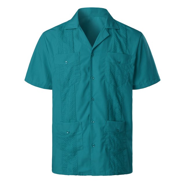 XDZJLR Men Shirt Spring And Summer Fashion And Leisure Dongfeng Pocket Button Lapel Short Sleeve Tops