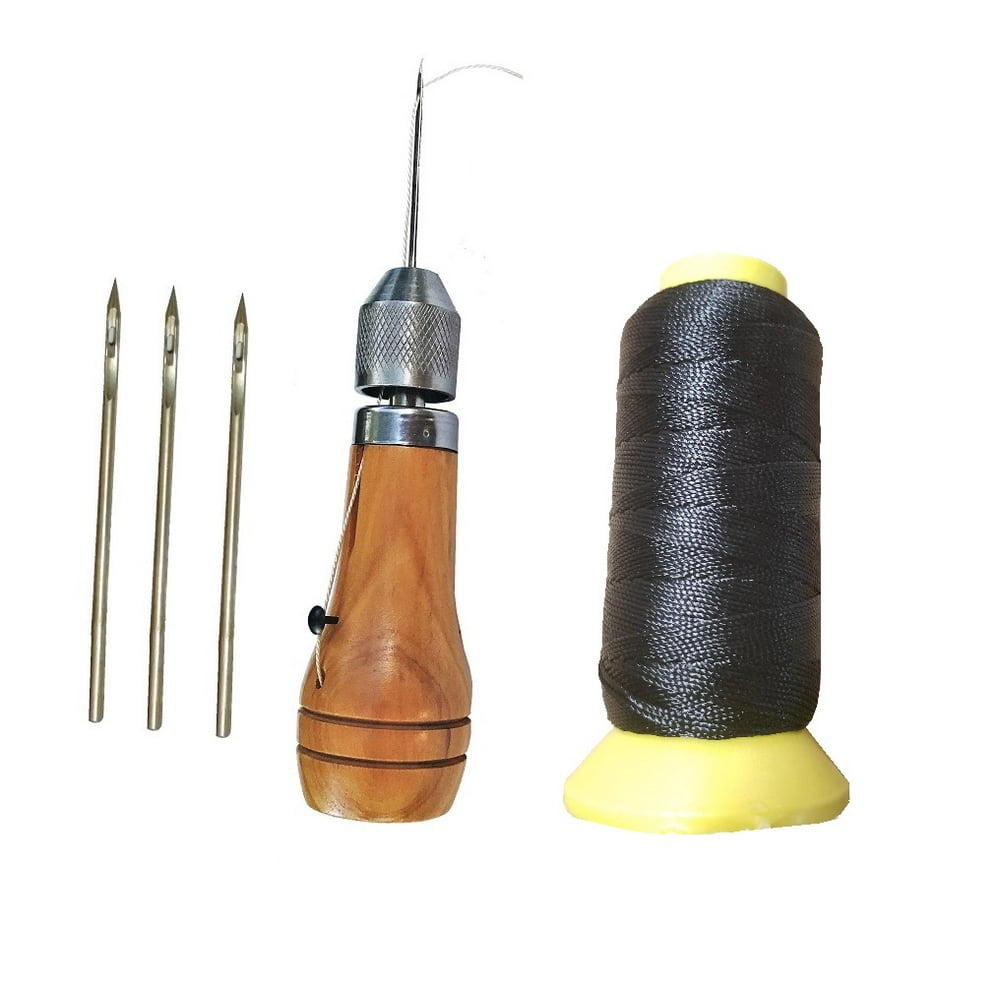 SEWING AWL Leather Canvas Repair Kit w/ 4 Steel Needles & 180 yds of
