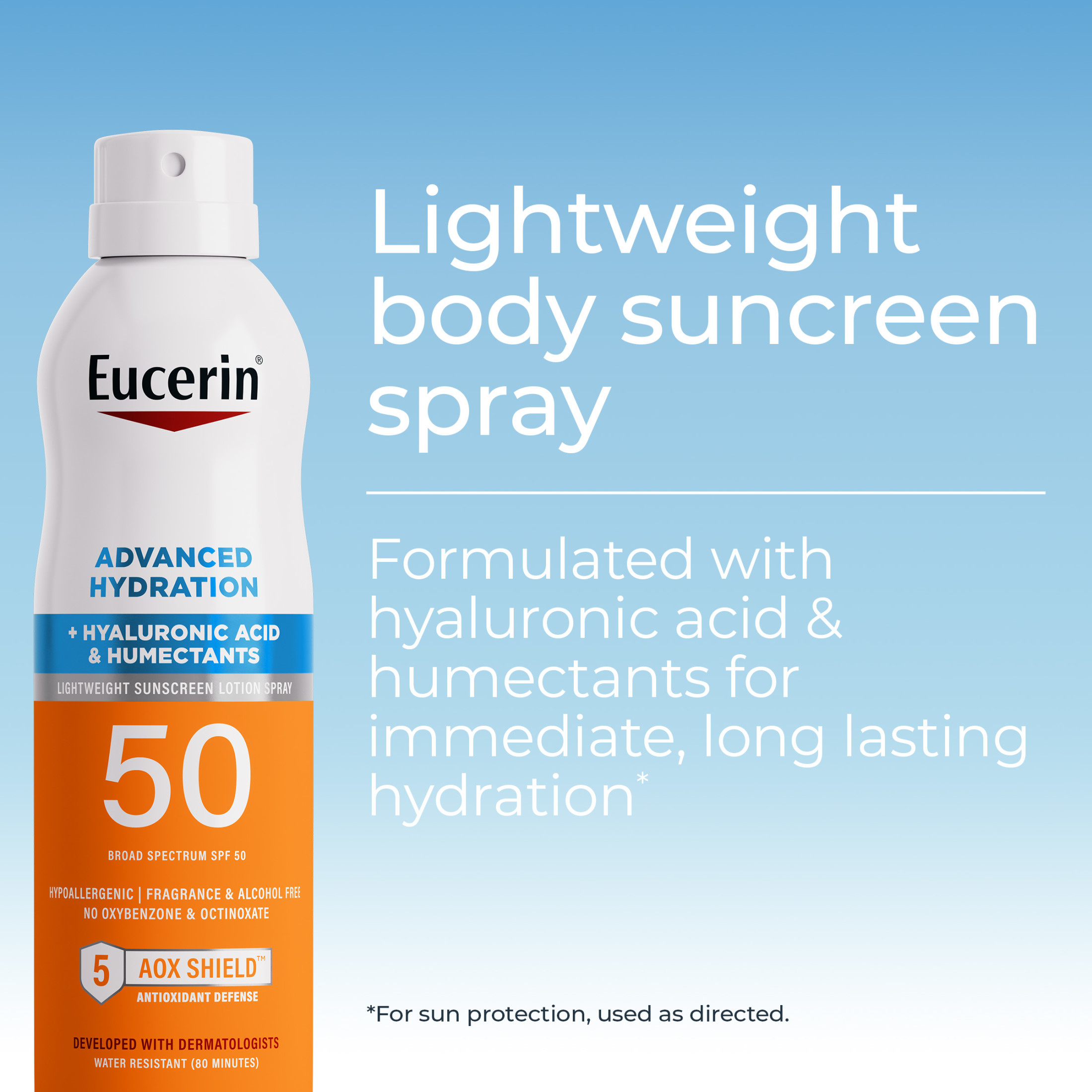 Eucerin Sun Advanced Hydration SPF 50 Sunscreen Spray, 6 oz photo 2